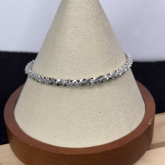 Italian Sterling Silver Bracelet Twisted Textured 7.2g Lobster Closure 6-3/4" - Picture 1 of 8